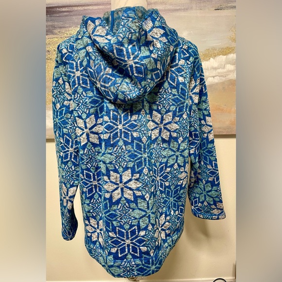 TALBOT Fleece Hoodie, Long Sleeve, Blue/Turquoise Size L - Picture 7 of 13